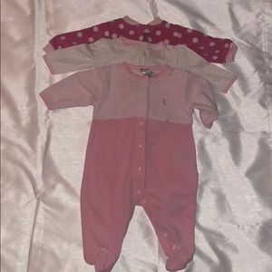 Baby Girl Bundle, Footie Pajamas. Sz 3-6 MO.